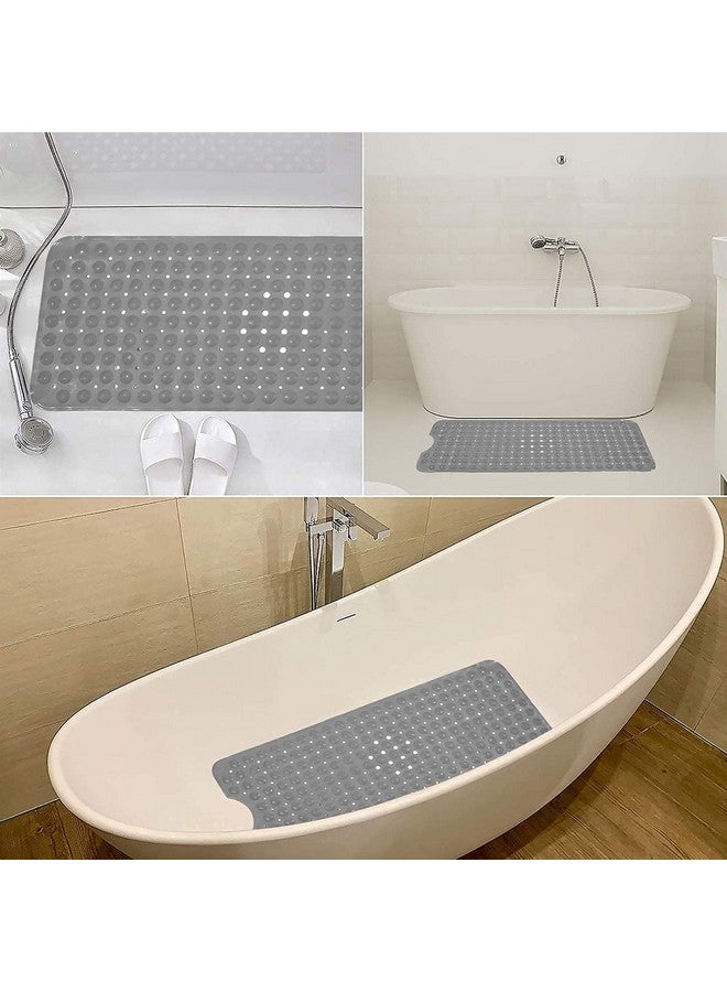 في دي ان اس دي سجادة حمام VDNSI مضادة للانزلاق، سجادة حمام مطاطية مستطيلة الشكل مضادة للانزلاق لمنطقة الاستحمام، سجادة دش مع أكواب شفط قوية وفتحات تصريف 35 × 70 سم (رمادي) - Image 3