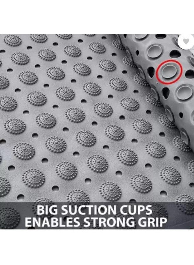 في دي ان اس دي سجادة حمام VDNSI مضادة للانزلاق، سجادة حمام مطاطية مستطيلة الشكل مضادة للانزلاق لمنطقة الاستحمام، سجادة دش مع أكواب شفط قوية وفتحات تصريف 35 × 70 سم (رمادي) - Image 2