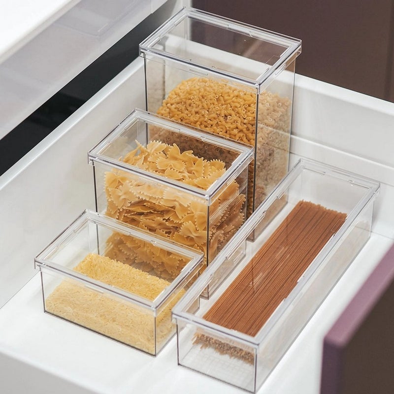 Homesmiths حاوية تخزين الطعام محكمة الإغلاق كبيرة 2400 مل من هومسمثس – حاوية بلاستيكية شفافة مع غطاء قفل، خالية من BPA، منظم مطبخ للأطعمة الجافة، الوجبات الخفيفة، التوابل والمكونات – L15.5 x W10 x H22.7 سم - Image 5