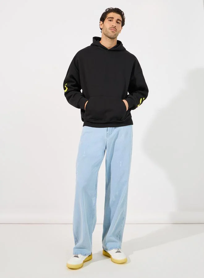 Styli Minimal Emoji Print Oversized Heavy Hoodie