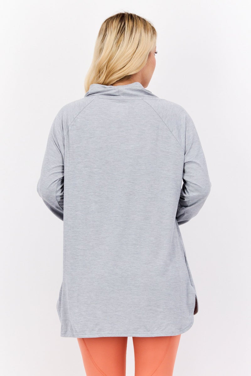 Jones New York Women Sportswear Fit Long Sleeve Training Top, Heather Grey - Image 2