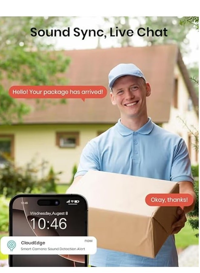 2K Wireless Outdoor Security Camera – Solar Powered, 3MP Battery-Powered with 360° Rotation, Two-Way Audio, 2.4GHz Wi-Fi - Image 2