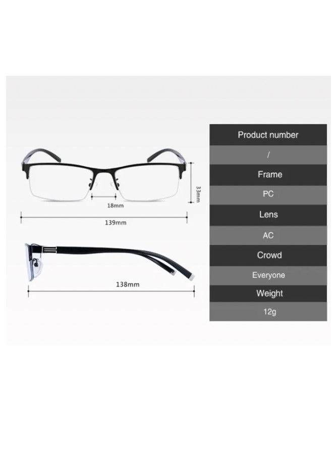 بوما للبصريات أليكس +2.0 - نظارات قراءة للرجال والنساء. نظارات طبية تصحيحية، وعدسات مانعة للضوء الأزرق لتخفيف إجهاد العين. للجنسين - إطار معدني نصفي.  متوفر بثلاثة ألوان: أسود، رمادي، أو أزرق. - Image 5