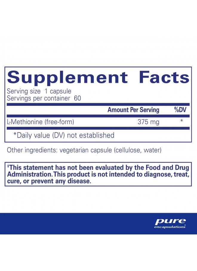 Pure Encapsulations - Pure Encapsulations L-Methionine | Glutathione and Amino Acid Supplement for Joints, Liver and Pancreas Support, Antioxidants, and Nervous System* | 60 Capsules - Image 1