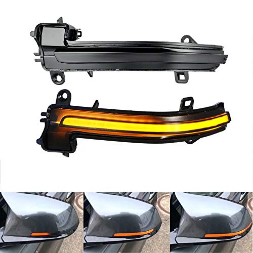 KYYET Left & Right Smoked Lens Dynamic Sequential Blinker LED Side Marker Rearview Mirror Turn Signal Light Compatible with BMW 1 2 3 4 Series F20 F21 F22 F30 F32 F33 E84 X1 i3 - Image 1