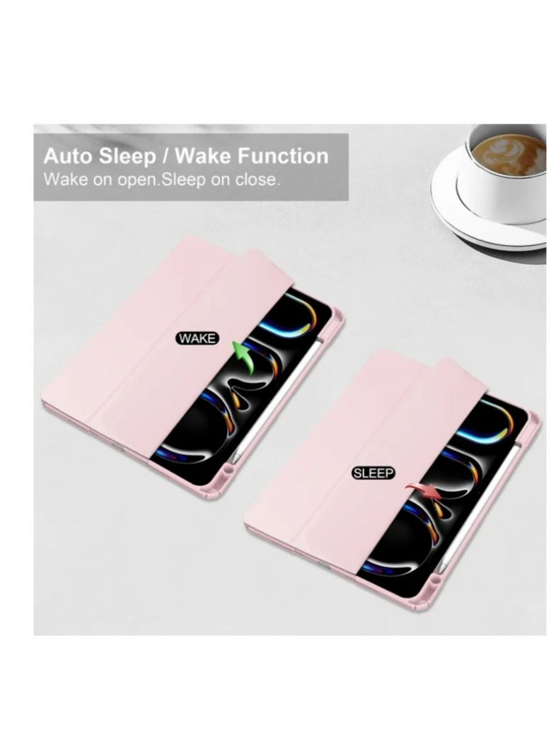 EVO Hybrid Case Compatible with iPad Pro 11 Inch (2022/2021/2020/2018, 4th/3rd/2nd/1st Generation) - Ultra Slim Shockproof Clear Cover w/Pencil Holder, Auto Wake/Sleep, Rose Gold  - Image 3