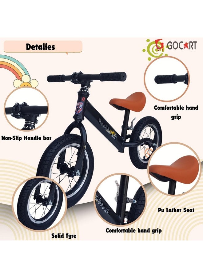 GOCART WITH G LOGO - GOCART WITH G LOGO Kids Training Bicycle Without Pedal for 1.5 to 3 Year Old Kids (Black (Black Spokes Wheel)) - Image 1