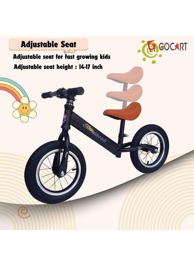 GOCART WITH G LOGO - GOCART WITH G LOGO Kids Training Bicycle Without Pedal for 1.5 to 3 Year Old Kids (Black (Black Spokes Wheel)) - Image 1