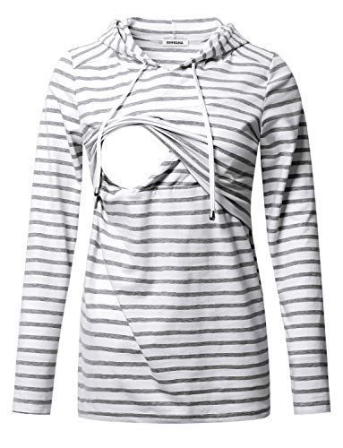 GINKANA Women's Nursing Hoodie Sweatshirt Long Sleeves Breastfeeding Maternity Tops Casual Clothes,M - Image 1