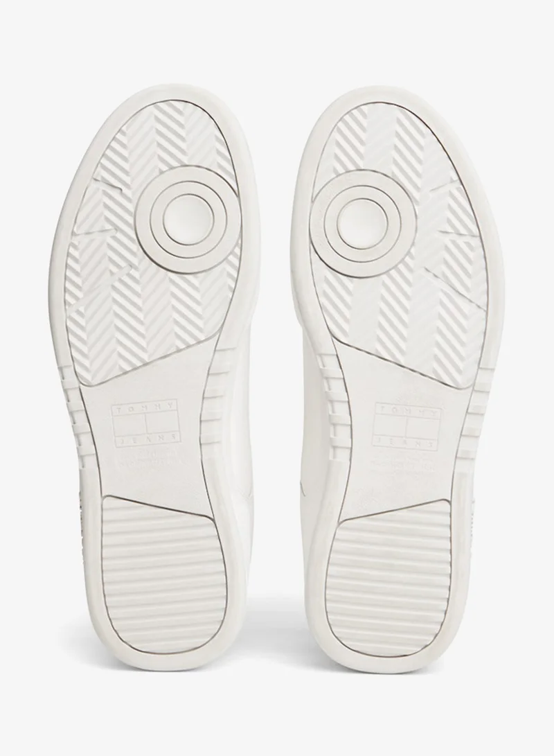Tommy Jeans Ecru Leather Contrast Texture Basketball Trainers for Men | Best Price UAE