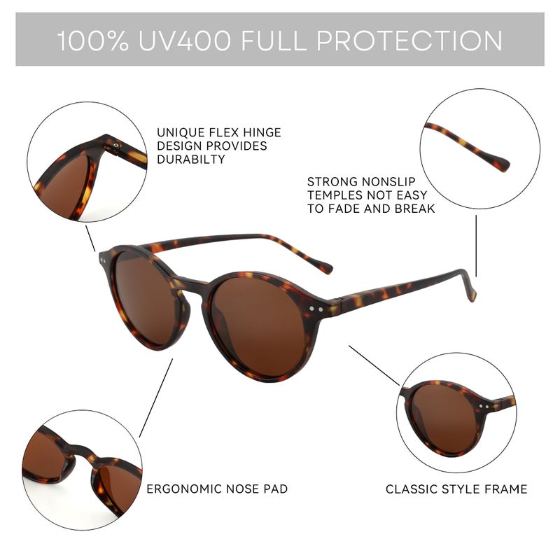 ZENOTTIC Polarized Round Sunglasses, Stylish Sunglasses for Men and Women Retro Classic, Multi-Style Selection - Image 4