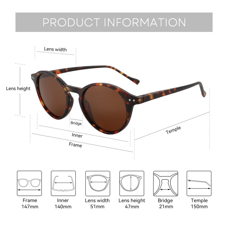 ZENOTTIC Polarized Round Sunglasses, Stylish Sunglasses for Men and Women Retro Classic, Multi-Style Selection - Image 5