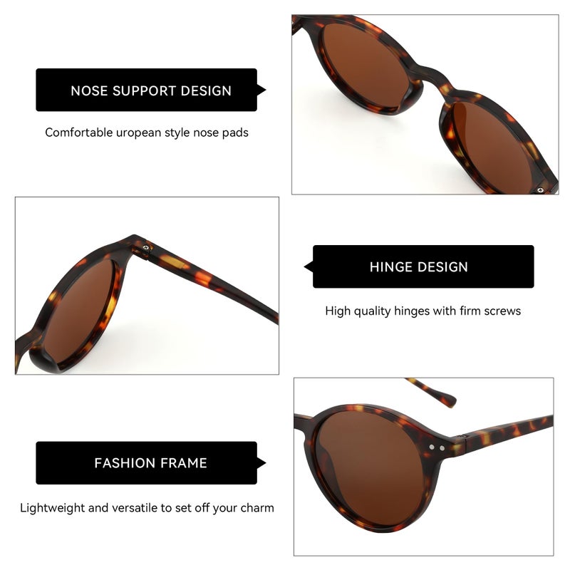 ZENOTTIC Polarized Round Sunglasses, Stylish Sunglasses for Men and Women Retro Classic, Multi-Style Selection - Image 3