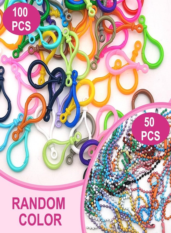 DLAND 100Pcs Plastic Keychain Clip with 50Pcs Adjustable Metal Ball Chains, DIY Jewelry Connectors, Backpack Clips, Durables Craft Supplies for Keys, Tags, Ornaments - Image 5