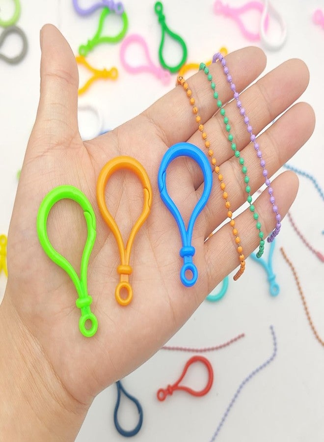 DLAND 100Pcs Plastic Keychain Clip with 50Pcs Adjustable Metal Ball Chains, DIY Jewelry Connectors, Backpack Clips, Durables Craft Supplies for Keys, Tags, Ornaments - Image 3