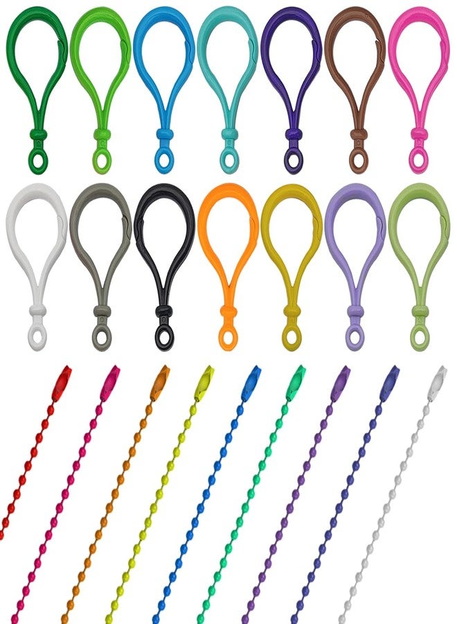 DLAND 100Pcs Plastic Keychain Clip with 50Pcs Adjustable Metal Ball Chains, DIY Jewelry Connectors, Backpack Clips, Durables Craft Supplies for Keys, Tags, Ornaments - Image 1