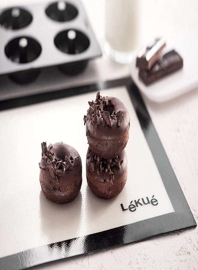 Lekue Lékué Platinum Silicone Donut Mold | 6 Non-Stick Holes For Baking - No Grease Needed | Pop-Out Oven Cake Molds | Heat-Resistant, Freezer Safe, Microwave Safe, Dishwasher Safe | Black - Image 5
