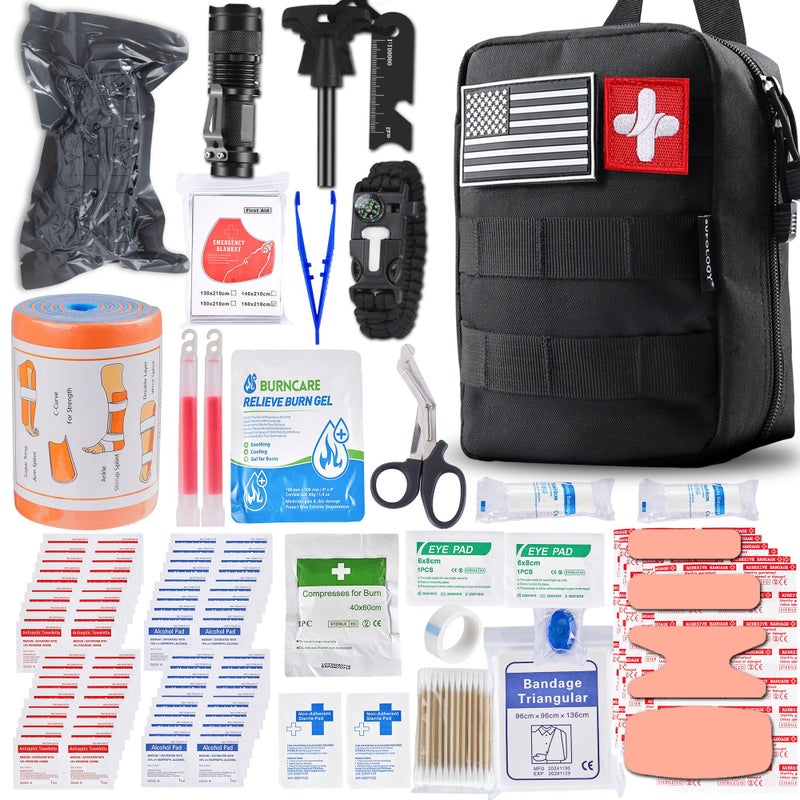SUPOLOGY IFAK Trauma Kits, 115 PCS First Aid Kits with 36" Splint Israeli Style Compression Bandage, Survival Emergency Prepare Bag Equipment Multi-Purpose Tools for Home, Car, Camping, Hunting - Image 1
