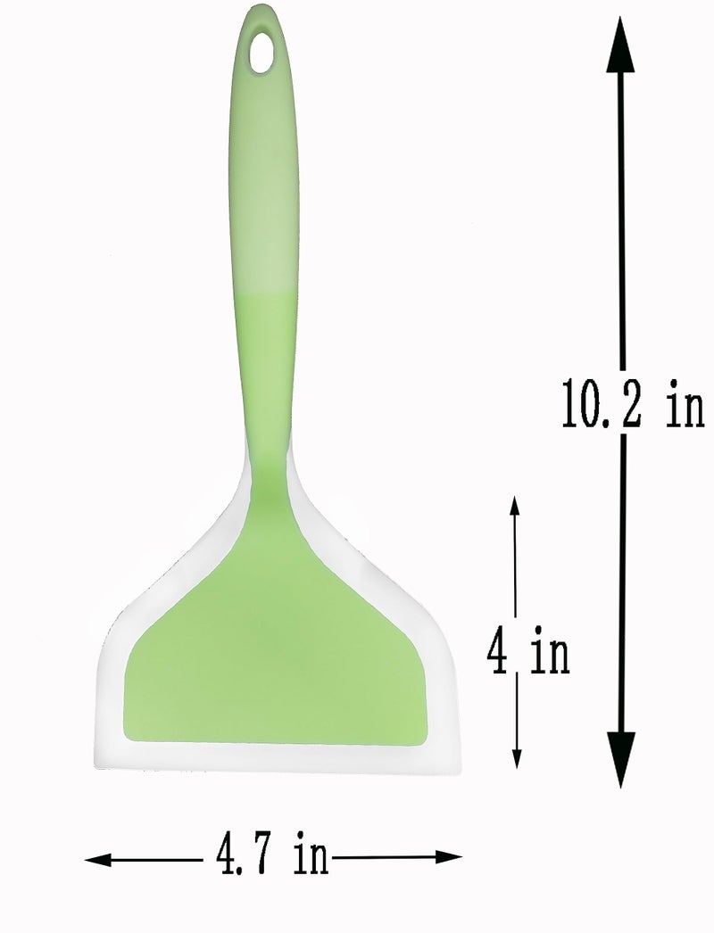 Minchsrin Silicone Wrapped Plastic Fish Spatula Pancakes Shovel Non-Stick Heat-Resistant Wide Flat Turner For Egg Tamales Pizza (Green) - Image 2