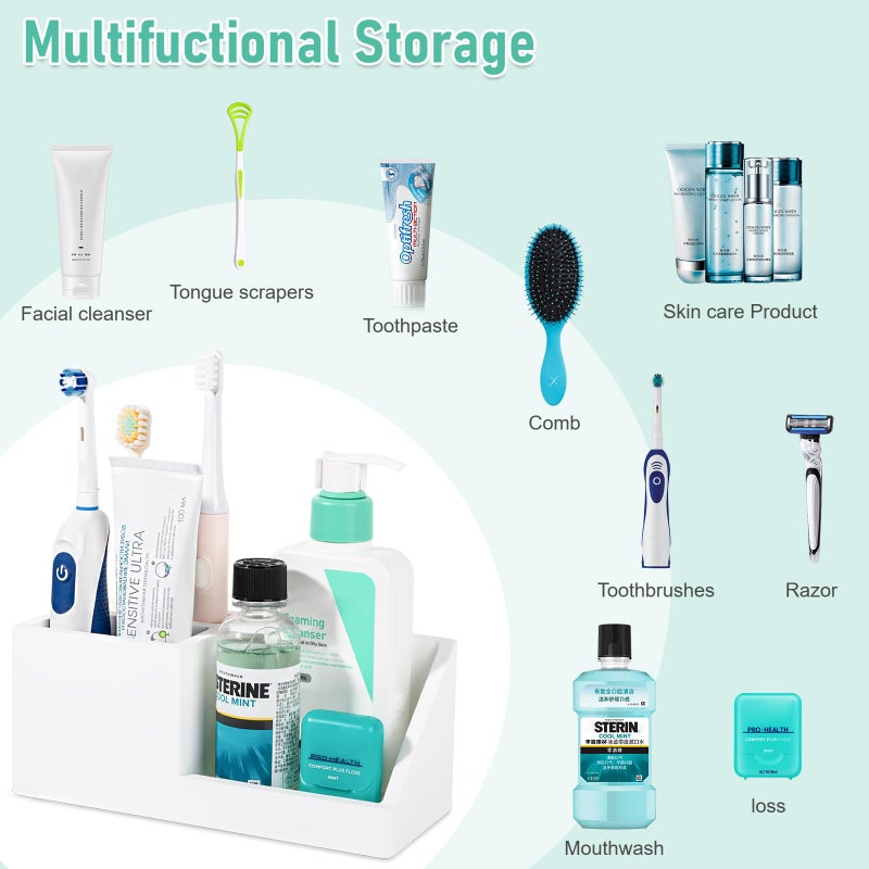 Heagoale Diatomite Toothbrush Holders For Bathrooms  Quick Dry Electric Tooth Brush And Toothpaste Organizer Bathroom Accessories For Countertop  Vanity  Sink - White - Image 5