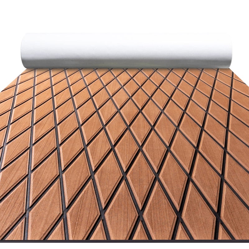 FOCEAN Boat Flooring EVA Foam Boat Decking Marine Mat NonSlip SelfAdhesive Flooring Sheet for Motorboat Kayak Surfboard Garden Swimming Pools 945x 472 Brown with Black Lines