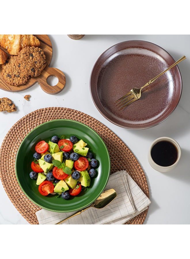 HAPPY KIT Pasta Bowls 42 Oz, Stoneware Reactive Glaze Serving Bowl Set of 4, 9'' Large Salad Bowls for Fruits, Noodle, Dinner, House-warming Wedding Present, Emerald Green - Image 3