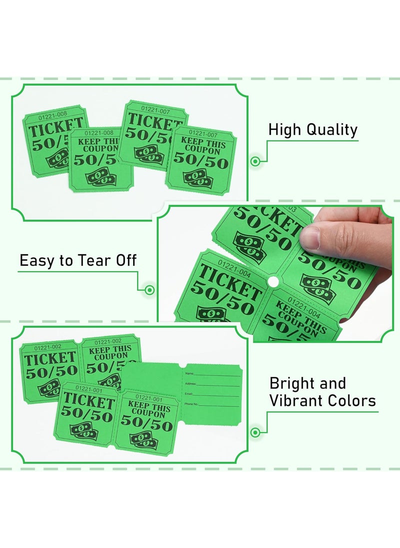 Essential ESSENTIAL 500 Double Roll Raffle Tickets 5050 Raffle Cards Entry Form with Name Address Phone  Email for Events Entry Class Reward  Door Prize  5 Color Selection Green  - Image 3