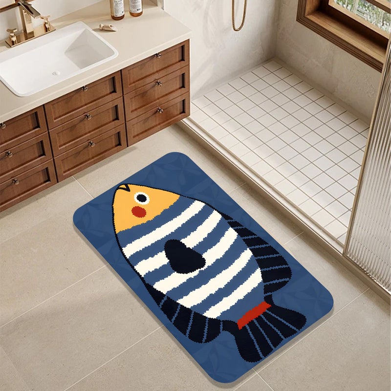Soft Washable Fish Cartoon Bathroom Mat 50x80cm - Image 3
