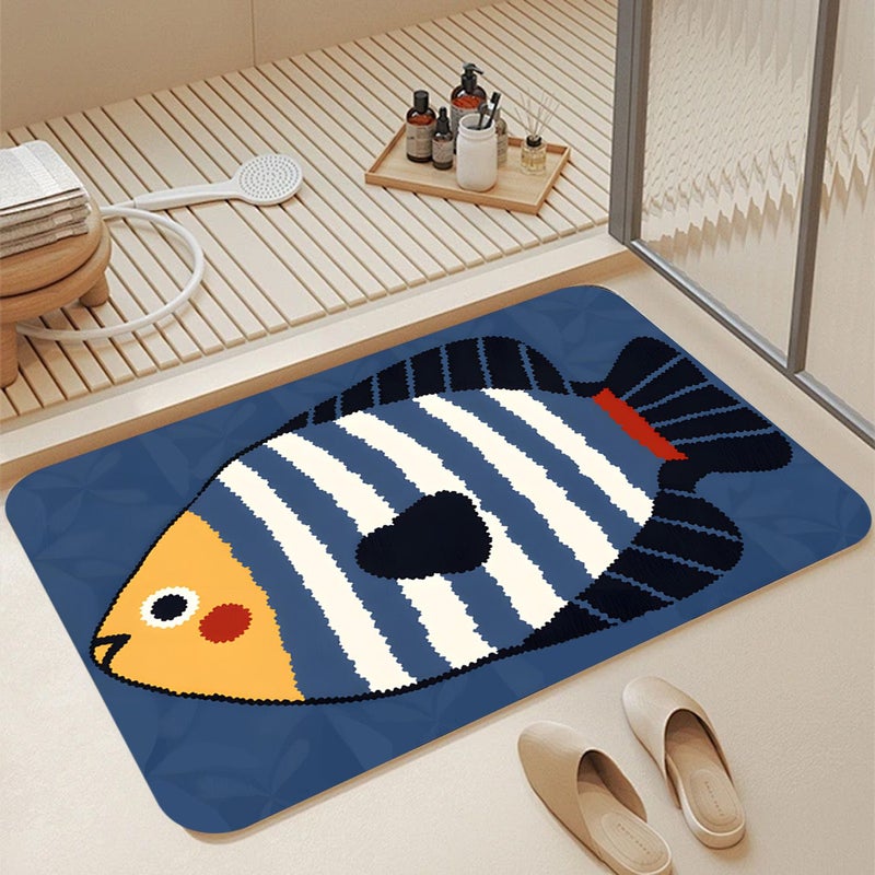 Soft Washable Fish Cartoon Bathroom Mat 50x80cm - Image 1
