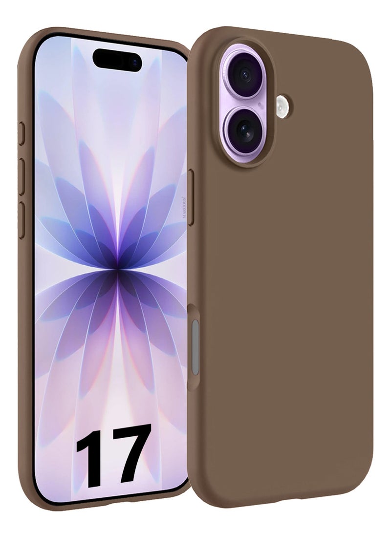 Silicone Protective Phone Case for iPhone 17 - Soft Anti-Scratch Microfiber Lining Ultra Slim Drop Protection Phone Cover - Desert Titanium - Image 1