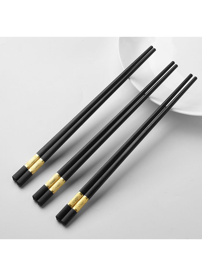 Alloy Chopsticks Boxed 10 Pairs Of Hotel Household High-grade Non-slip Non-mildew Alloy Chopsticks Can Be Sterilized Chopsticks-Color:Heifu 5 Double Card Pack  - Image 4