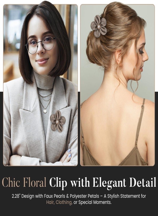 Merdia 2.2 Inches Elegant Pearl Flower Brooches for Women | Stylish Brooch with Hair Clip & Lapel Pins for Clothes | Flowers Brooches and Pins for Women Fashion | Vintage Flower Clips for Dresses - Image 4