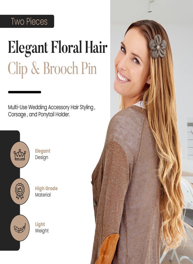 Merdia 2.2 Inches Elegant Pearl Flower Brooches for Women | Stylish Brooch with Hair Clip & Lapel Pins for Clothes | Flowers Brooches and Pins for Women Fashion | Vintage Flower Clips for Dresses - Image 2
