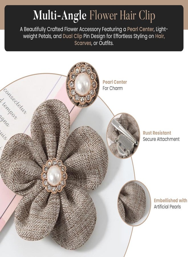 Merdia 2.2 Inches Elegant Pearl Flower Brooches for Women | Stylish Brooch with Hair Clip & Lapel Pins for Clothes | Flowers Brooches and Pins for Women Fashion | Vintage Flower Clips for Dresses - Image 5