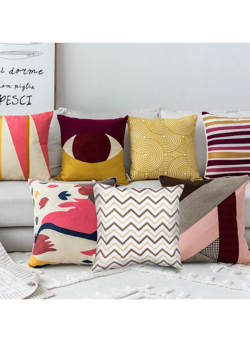Donetella 2 piece embroidered cushion cover (45 X 45 cm) without filler Multicolor