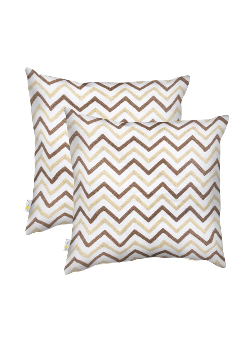 Donetella 2 piece embroidered cushion cover (45 X 45 cm) without filler Multicolor