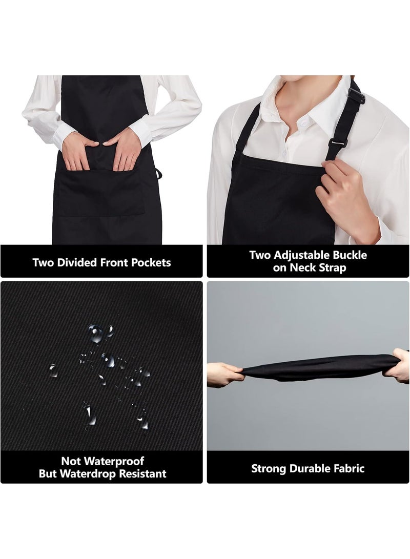BAZARU 2PCS Water-Resistant Chef Apron – Adjustable Hook Neck Strap & 2-Pocket Unisex Black Apron for Cooking, BBQ, Gardening & Crafts - Image 5