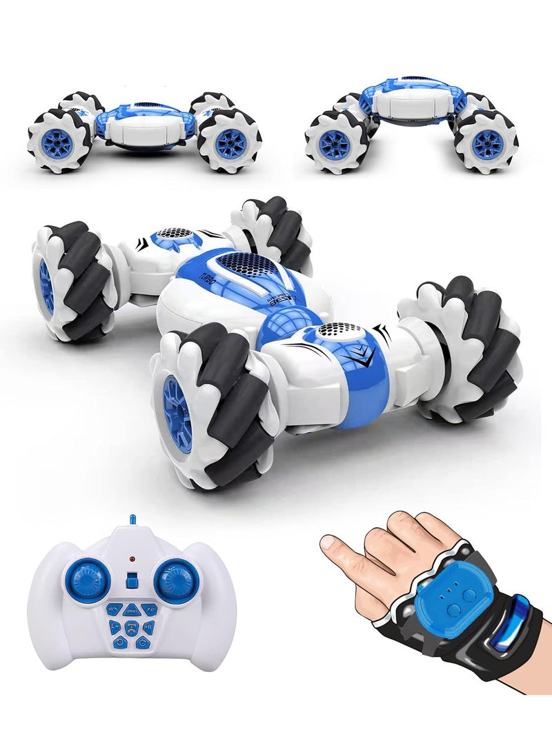 MiOne 2.4Ghz Remote Control Watch Gesture Sensor Deformable Electric Toy Car Blue  - Image 1