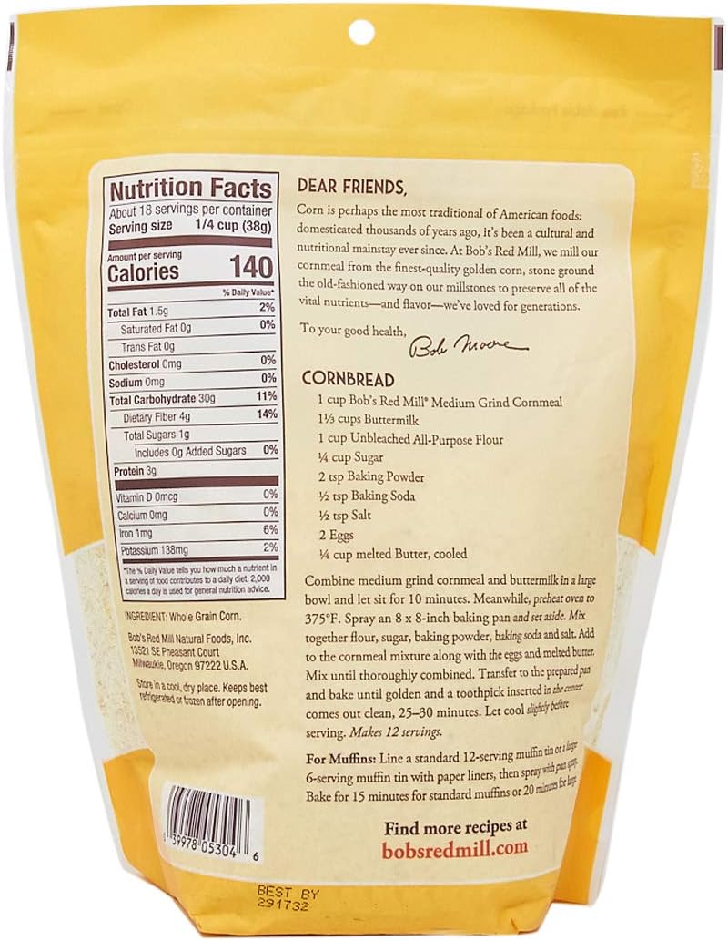 Bob's Red Mill دقيق الذرة المطحون متوسط الخشونة من بوب's ريد ميل، 24 أونصة - Image 2