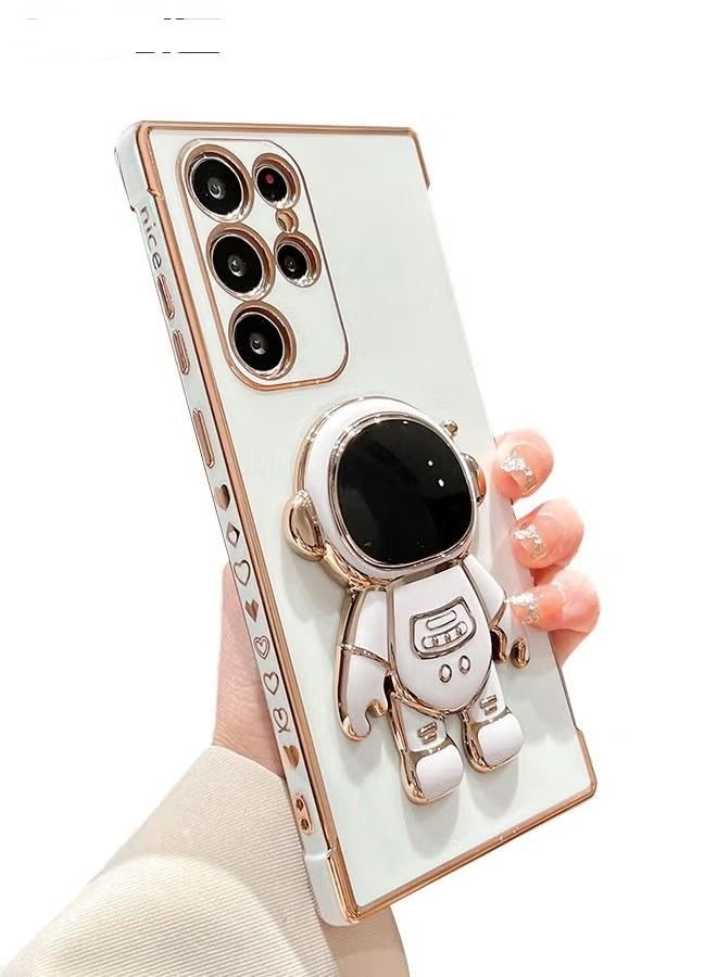 Phone Case for Samsung Galaxy S23 Ultra 6.8" 6D Electroplating Astronaut Phone Case Hidden Stand Protective Cover Astronaut Folding Bracket Phone Case with Camera Protector - Image 1