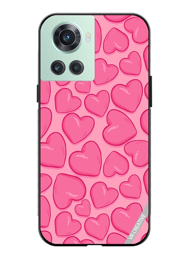 VR CREATIVE Protective Case Cover For OnePlus 10R Pink Herat Design Multicolour - Image 1
