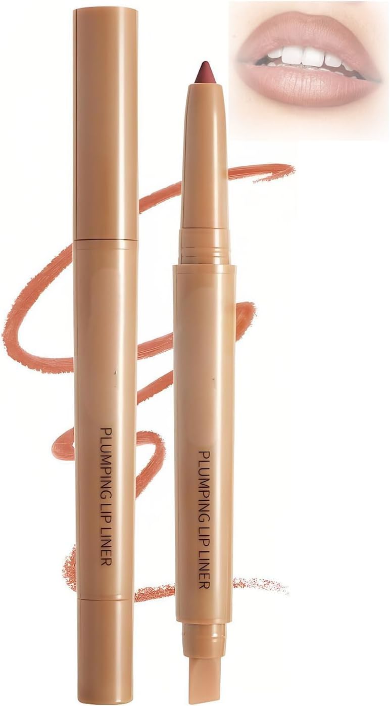 Matte Lip Liner Lip Brush DualEnded Pencil Long Lasting Lipstick with Gloss Finish NonFading Creamy Formula for Effortless Contouring Sculpting High Pigment Makeup Kit 05 Brownish Red