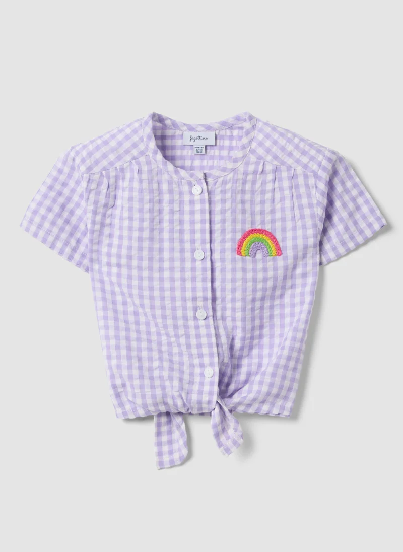 او في اس OVS Multicoloured Check Pure Cotton Blouse For Girls Regular Fit