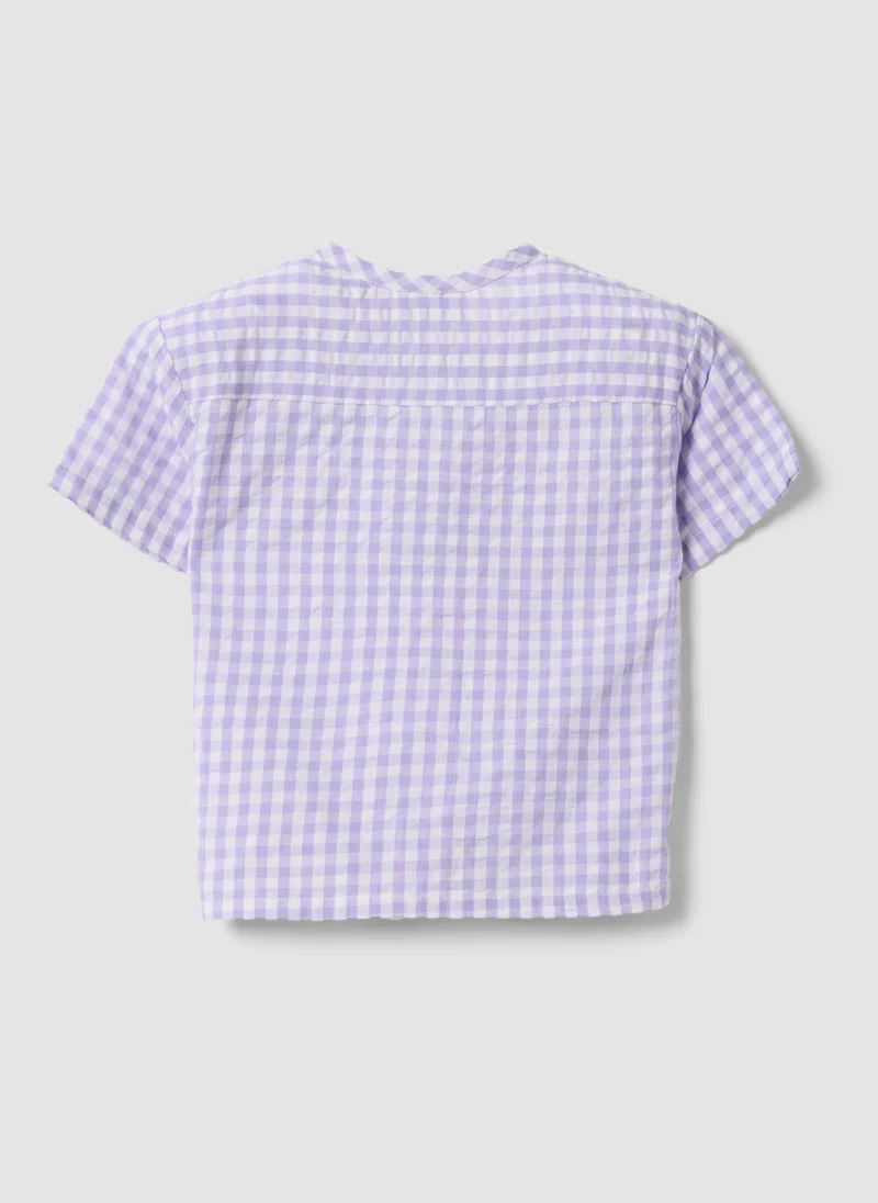 او في اس OVS Multicoloured Check Pure Cotton Blouse For Girls Regular Fit