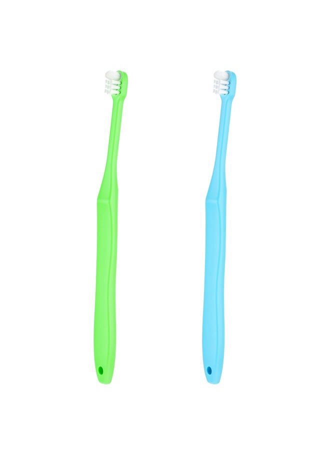 WLLHYF 2 Pieces Tuft Toothbrush Small Head End Tapered Interdental Interspace Nursing Soft Tiny Toothbrush Orthodontic Gum Periodontal Dental Products(Blue + Green) - Image 1