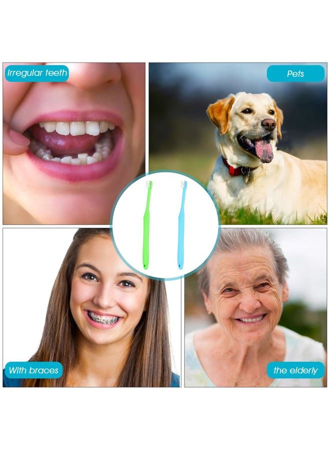 WLLHYF 2 Pieces Tuft Toothbrush Small Head End Tapered Interdental Interspace Nursing Soft Tiny Toothbrush Orthodontic Gum Periodontal Dental Products(Blue + Green) - Image 5