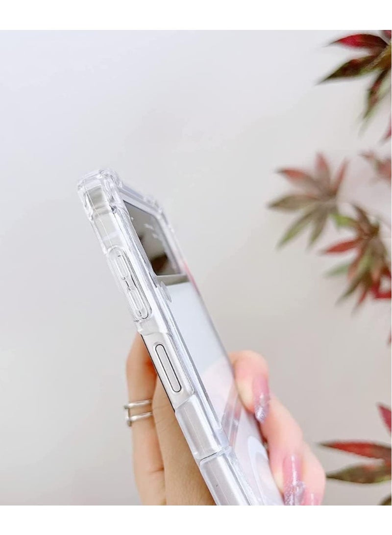 إلترازون Galaxy Z Flip 4 Clear Case, With Magnetic and Support Wireless Charger, Transparent Shockproof and Drop-Proof Hard PC Phone Cover - Image 5
