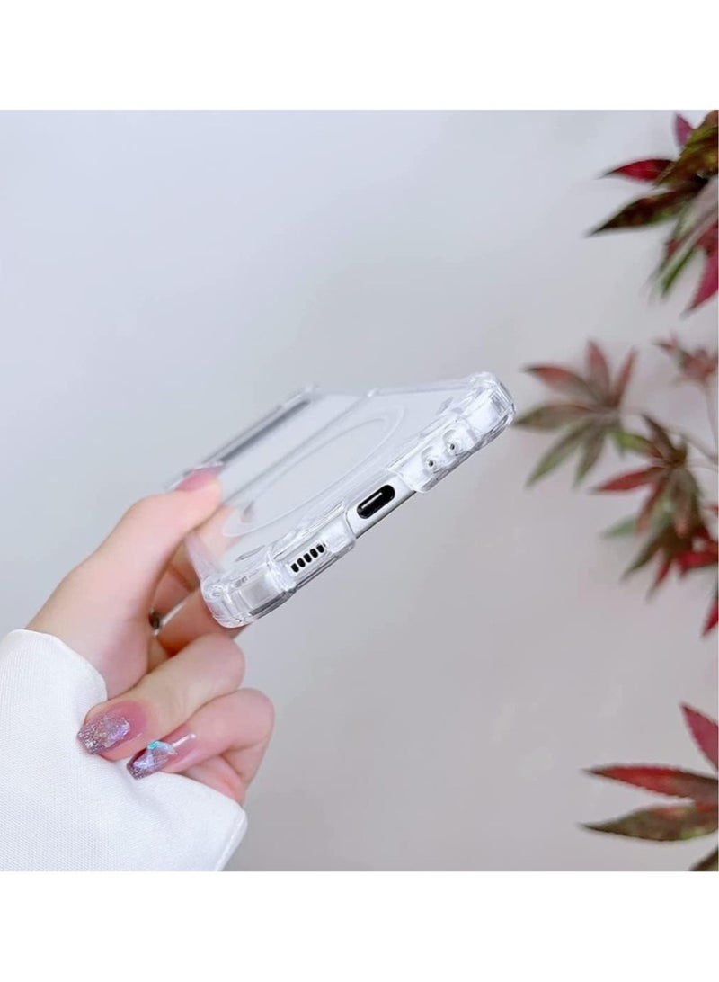 إلترازون Galaxy Z Flip 4 Clear Case, With Magnetic and Support Wireless Charger, Transparent Shockproof and Drop-Proof Hard PC Phone Cover - Image 4