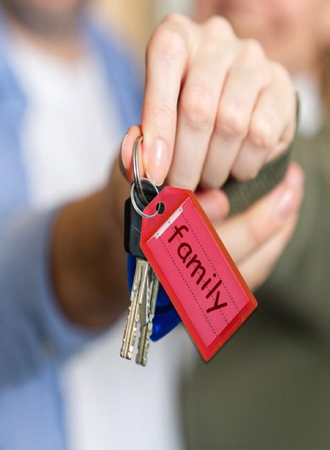 16 Pack Key Tags Tough Plastic Key Tag with Split Ring & Blank Paper Labels & Transparent Window Covers Assorted Colors Key Chain Label Sturdy Item Identifiers 2 Inch ID Tag for Keys (8 Colors) - Image 2