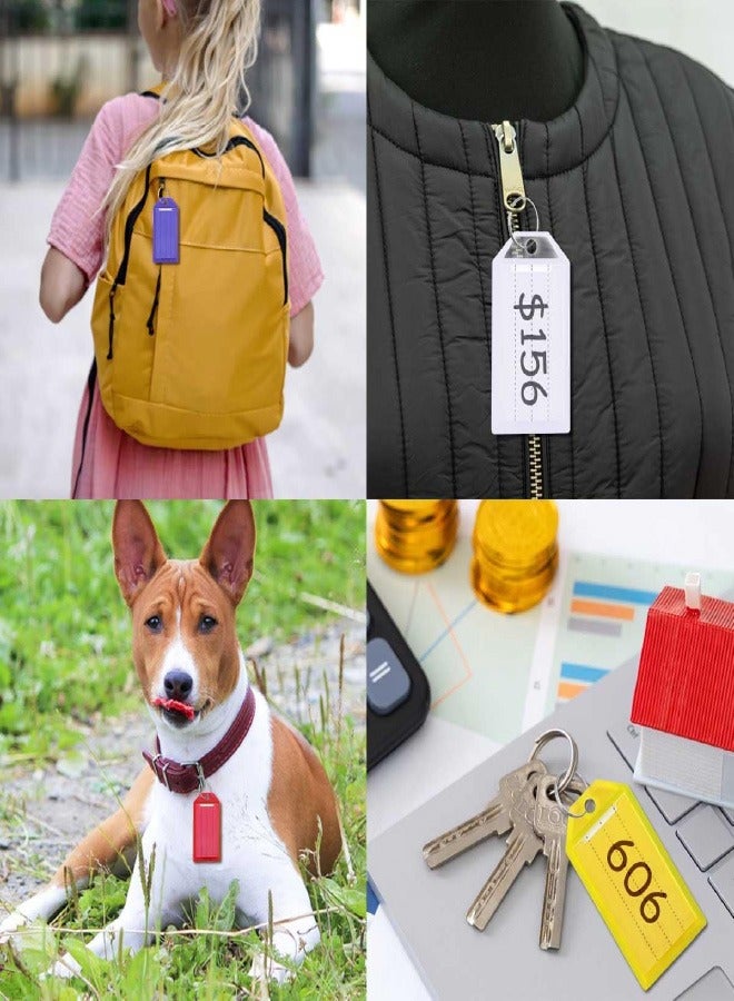 16 Pack Key Tags Tough Plastic Key Tag with Split Ring & Blank Paper Labels & Transparent Window Covers Assorted Colors Key Chain Label Sturdy Item Identifiers 2 Inch ID Tag for Keys (8 Colors) - Image 4